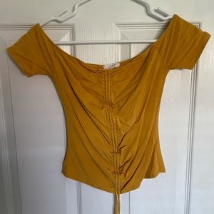 Gold Rushed Off the shoulder Crop top